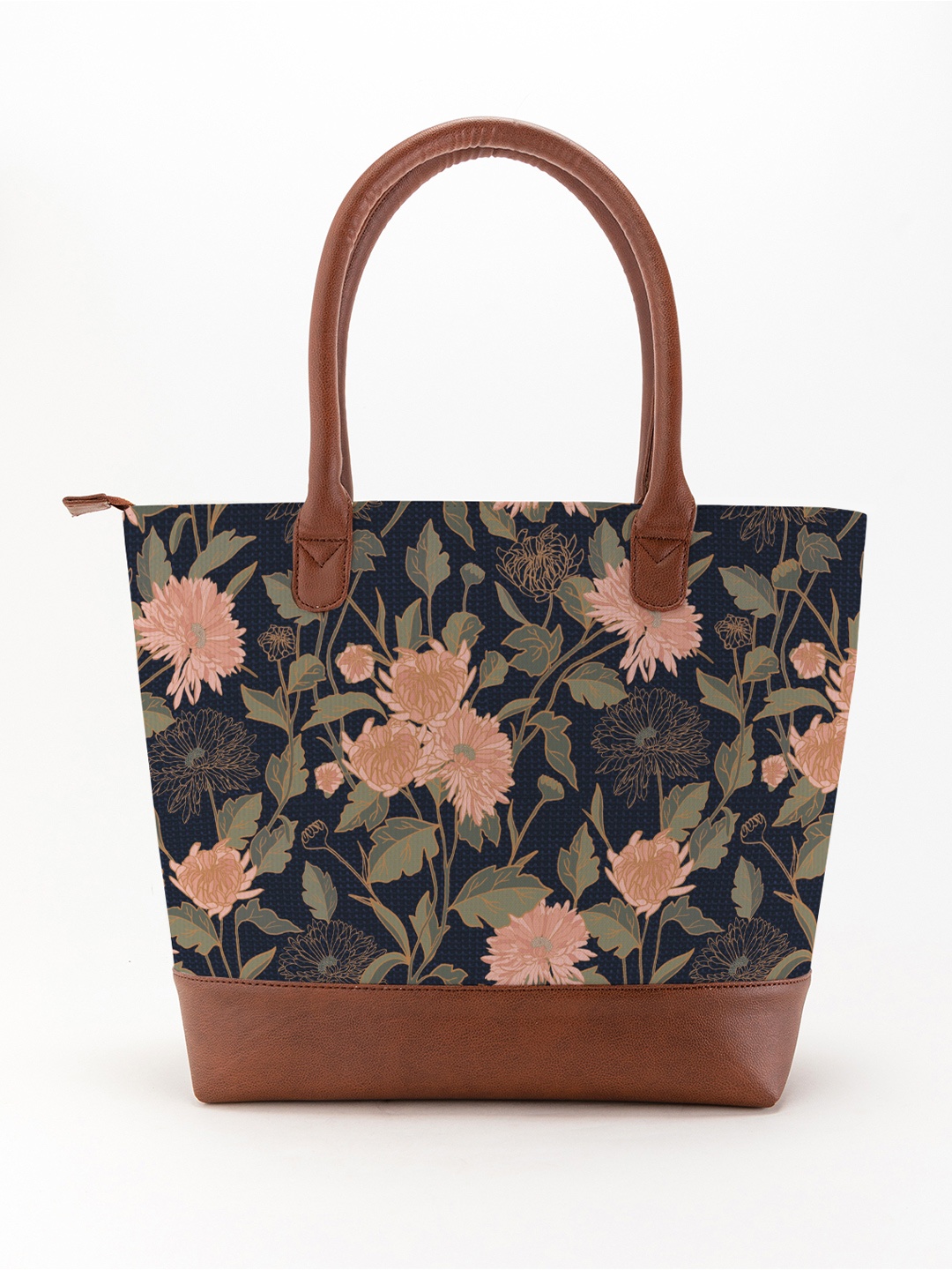 

Kalankit Floral Printed Structured Tote Bag with Bow Detail, Blue