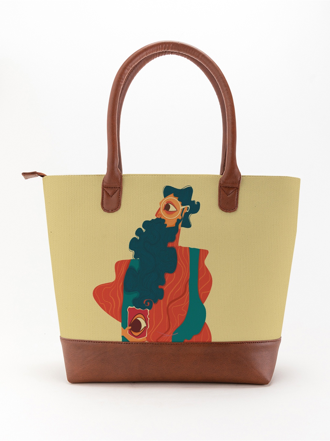 

Kalankit Printed Shopper Tote Bag with Tasselled, Beige
