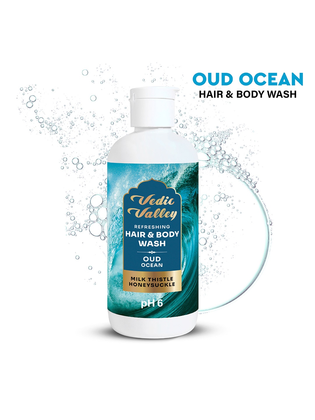 

Vedic Valley Oud Ocean Milk Thistle Honeysuckle Refreshing Hair & Body Wash - 300ml, Blue