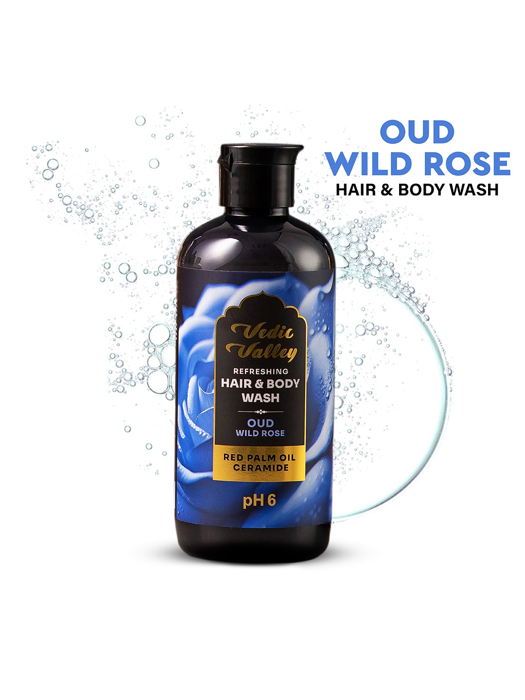 

Vedic Valley Oud Wild Rose Red Palm Oil Ceramide Refreshing Hair & Body Wash - 300ml, Black