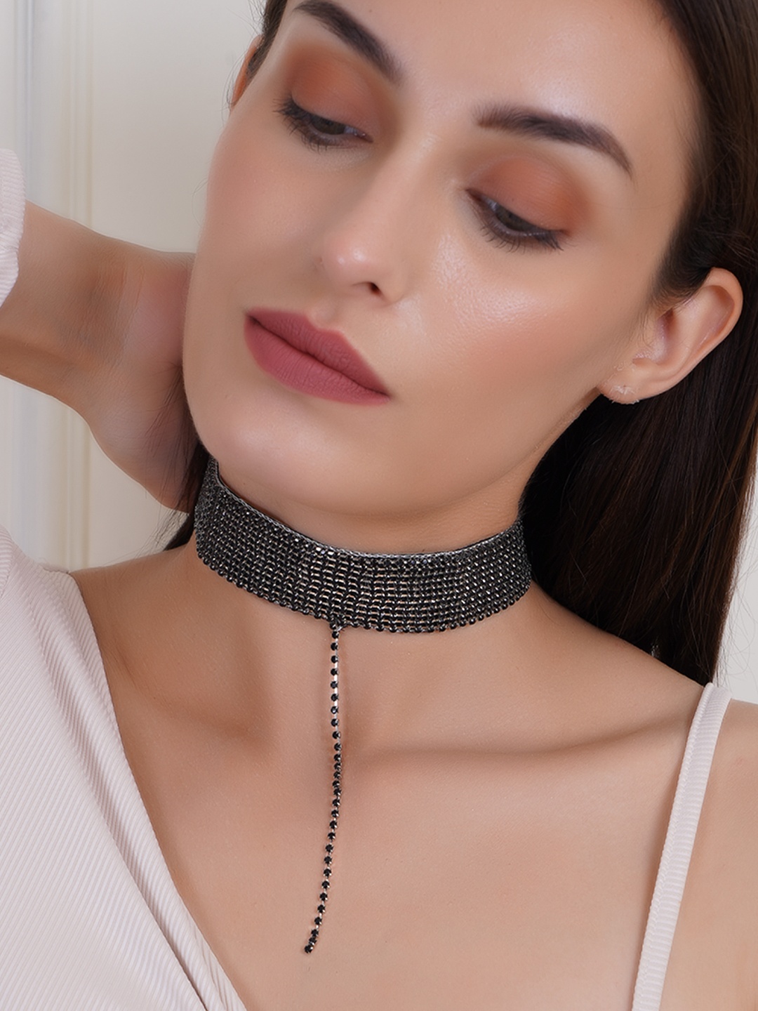 

Adwitiya Collection Brass Tasselled Necklace, Black