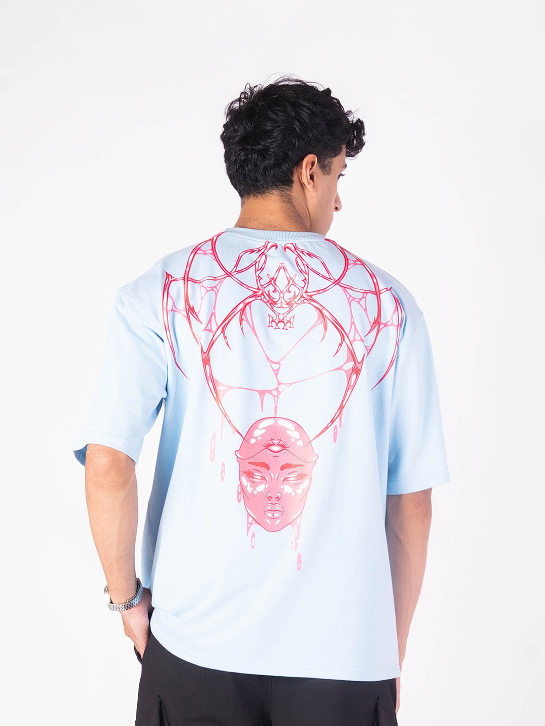 

HOP HEAD Unisex Typography Printed Applique T-shirt, Blue