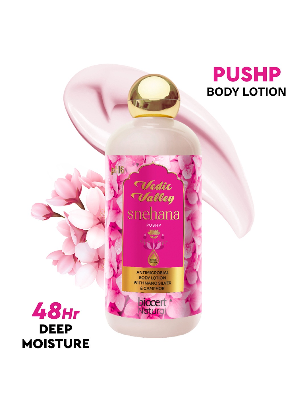 

Vedic Valley Snehana Pushp Glow Body Lotion With Nano Silver & Camphor - 300ml, Pink