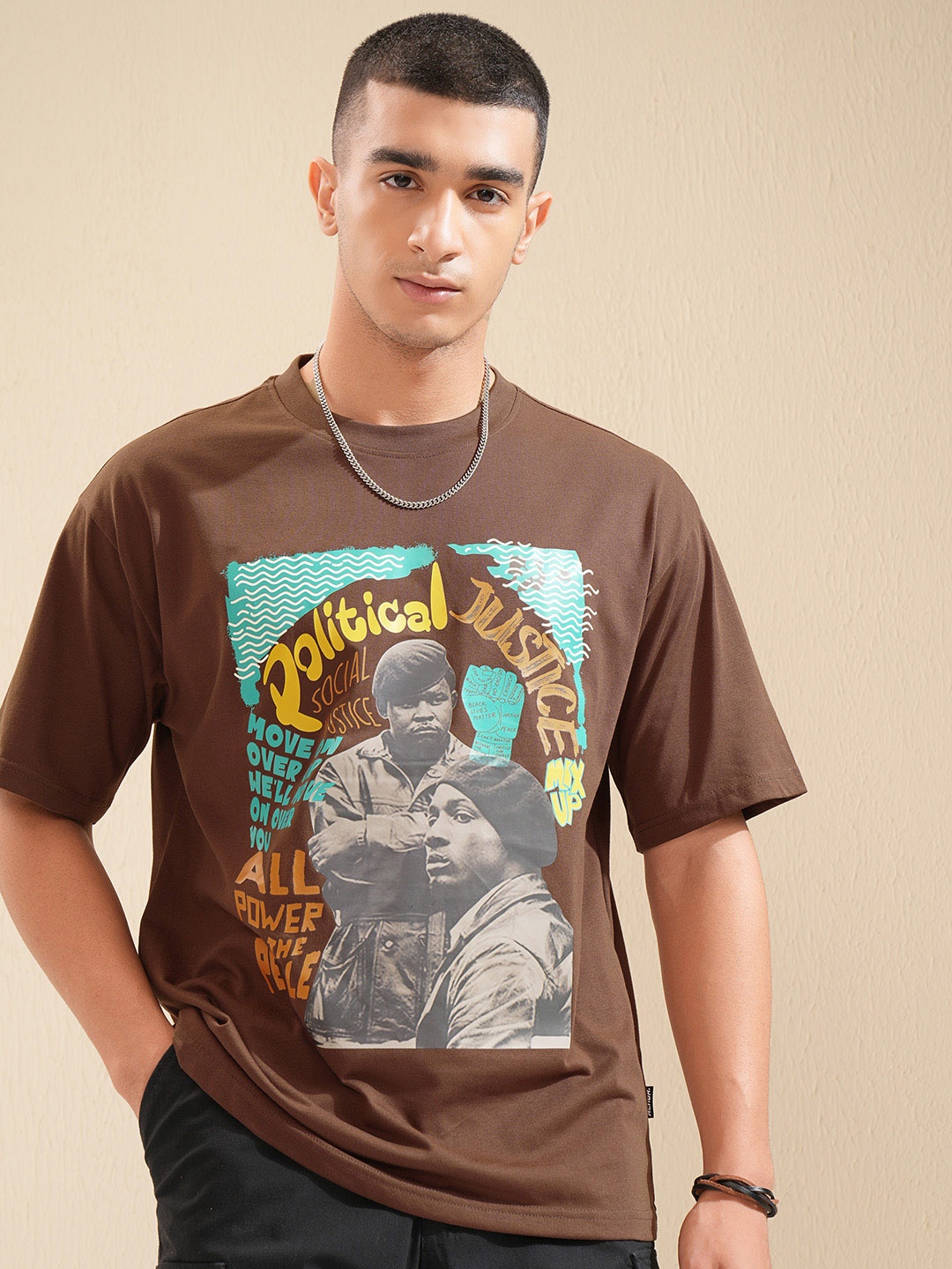 

HIGHLANDER Men Extended Sleeves T-shirt, Brown