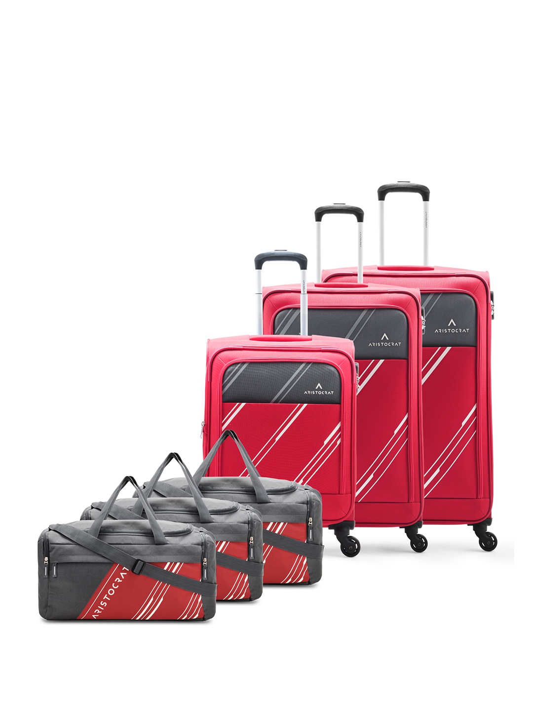 

Aristocrat Trigon Hexa Set Of 6 Soft-Sided Trolley Bag, Red