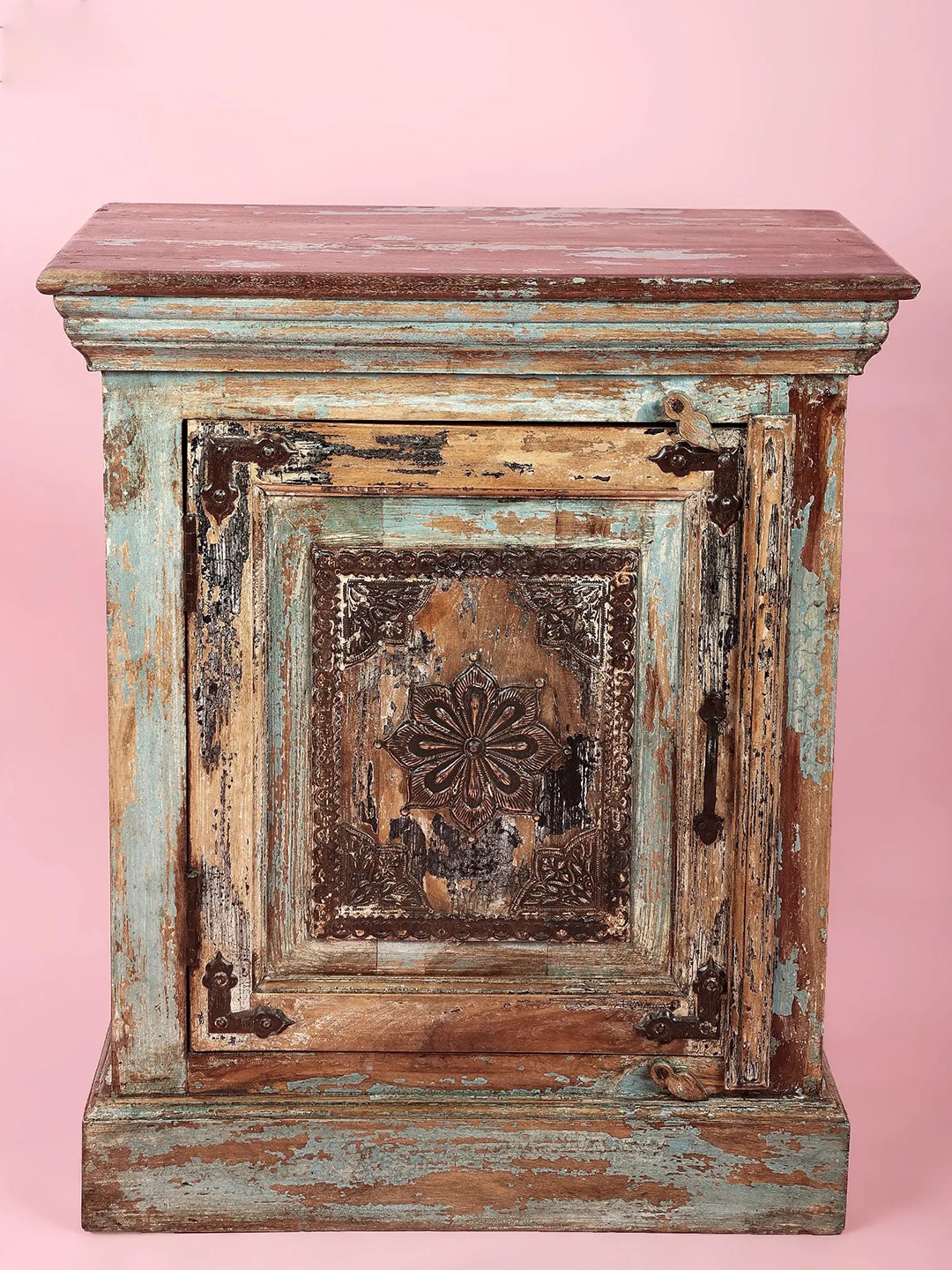 

Exotic India Brown Vintage Wooden Bed side table