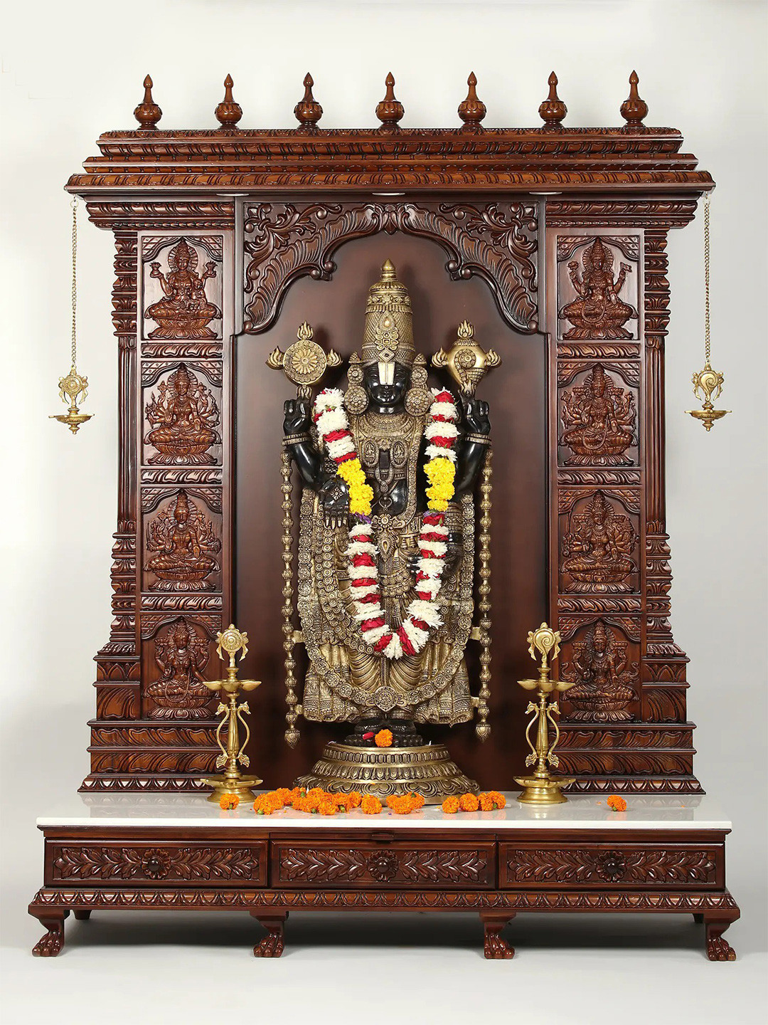 

Exotic India Brown Tirupati Balaji Religious Wooden Idol Showpiece