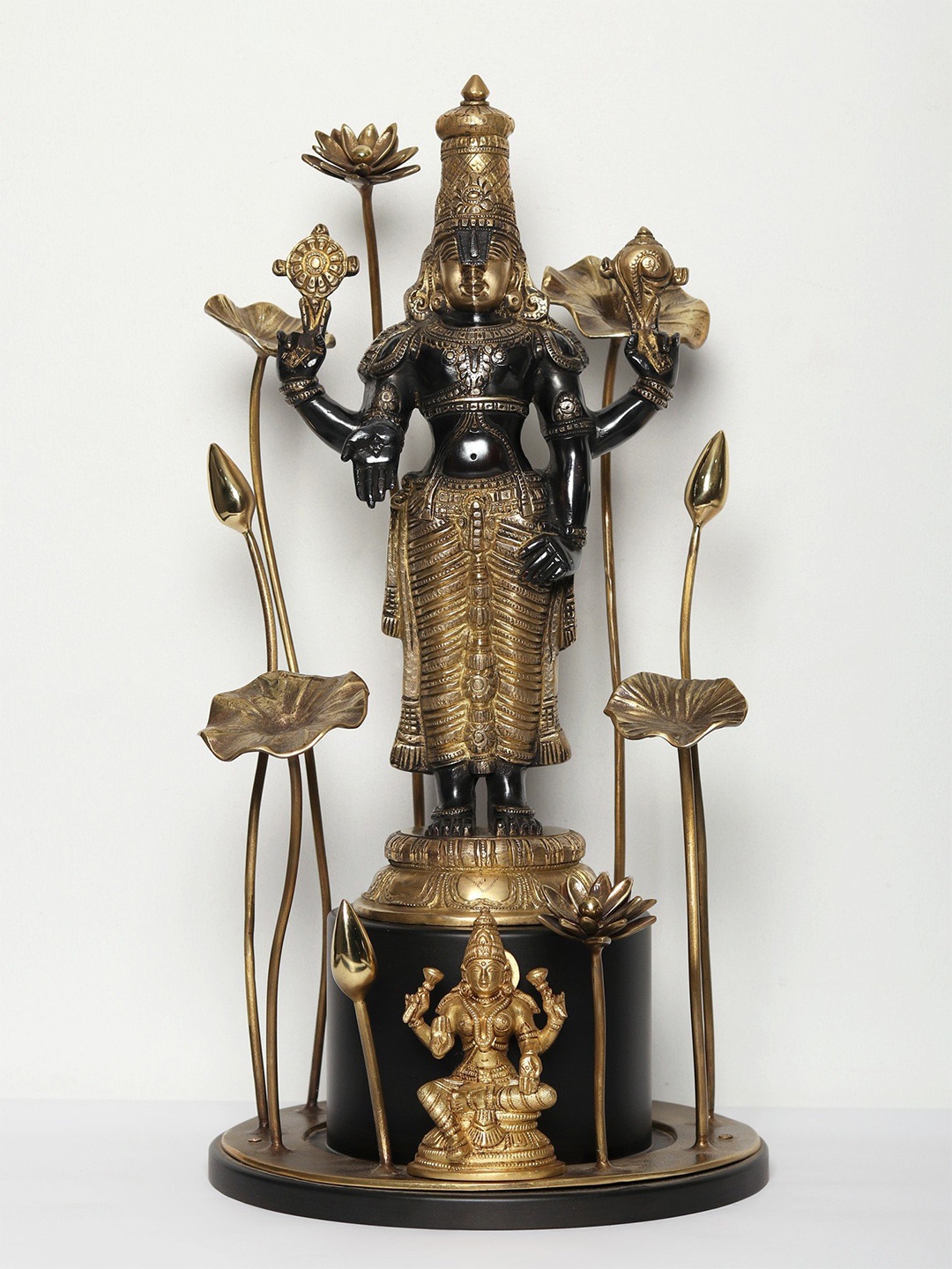 

Exotic India Black Tirupati Balaji with Devi Lakshmi Brass Religious Idol Showpiece