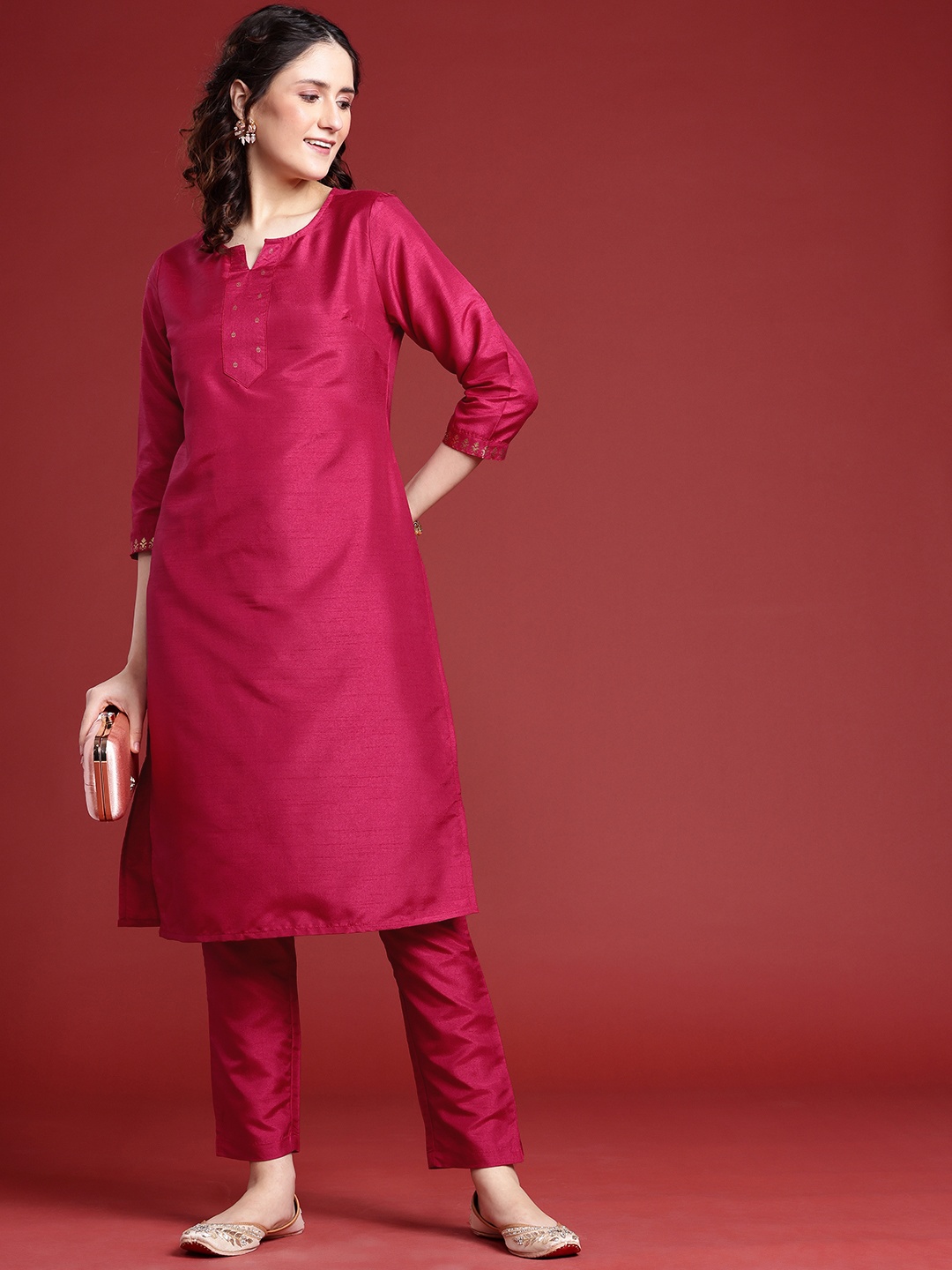 

Anouk Women Yoke Design Kurta with Trousers, Magenta
