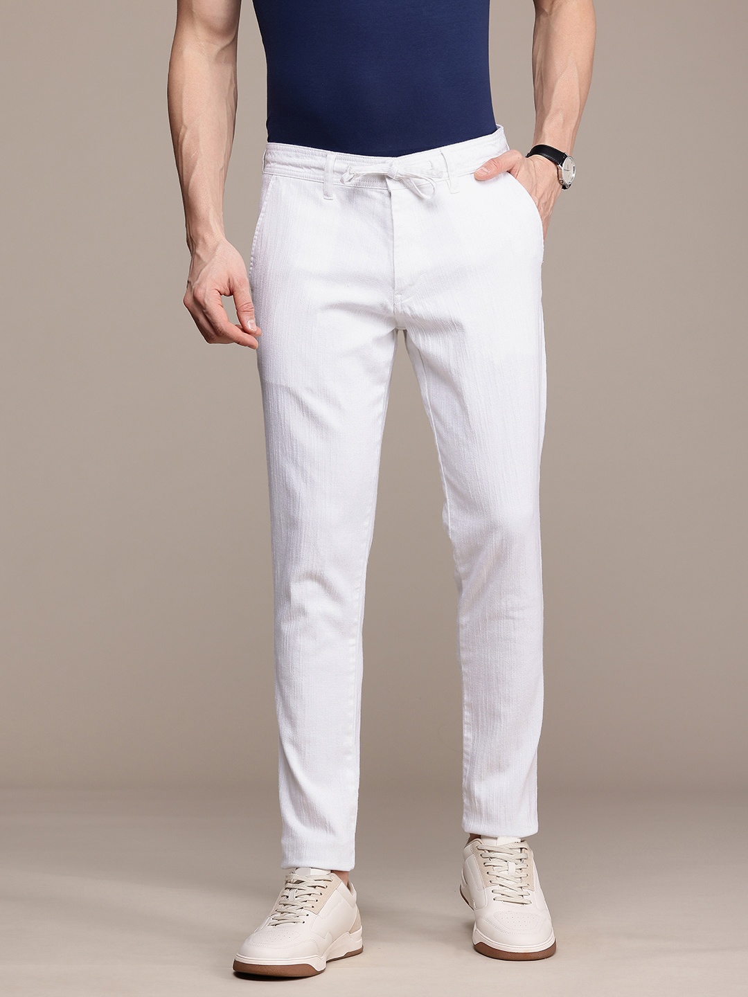 

French Connection Men Smart Slim Fit Easy Wash Chinos, White