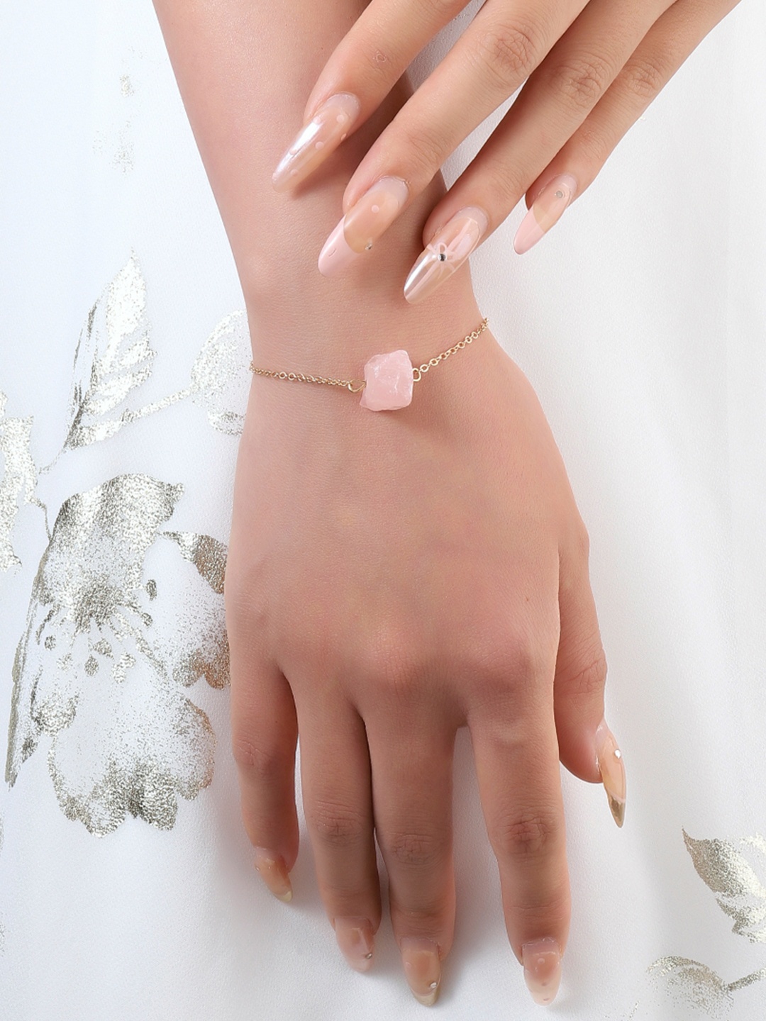 

SALTY Tranquil Stone Of Heart Healing Link Bracelet, Gold