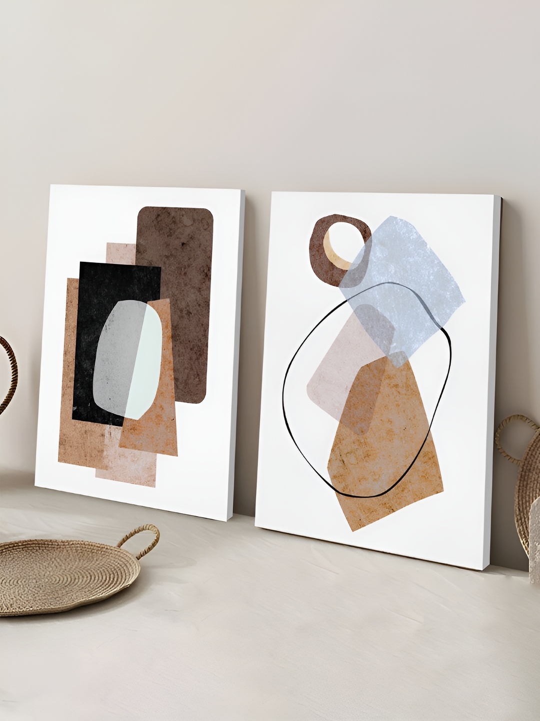 

Art Street Brown & White 2 Pieces Abstract Canvas Painting Wall Art