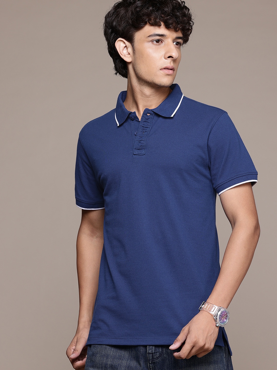 

Roadster Men Polo Collar T-shirt, Blue