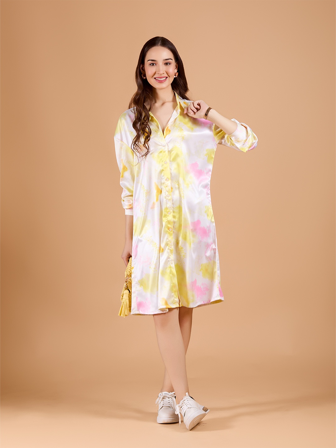 

Roadster Georgette Floral Above Knee A Line Dress, White