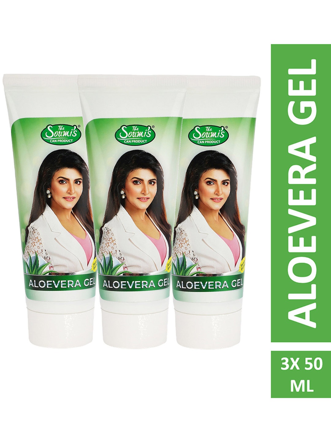 

THE SOUMI'S CAN PRODUCT Set Of 3 Aloevera Anti-Bacterial & Hydrating Gel- 50ml Each, Green