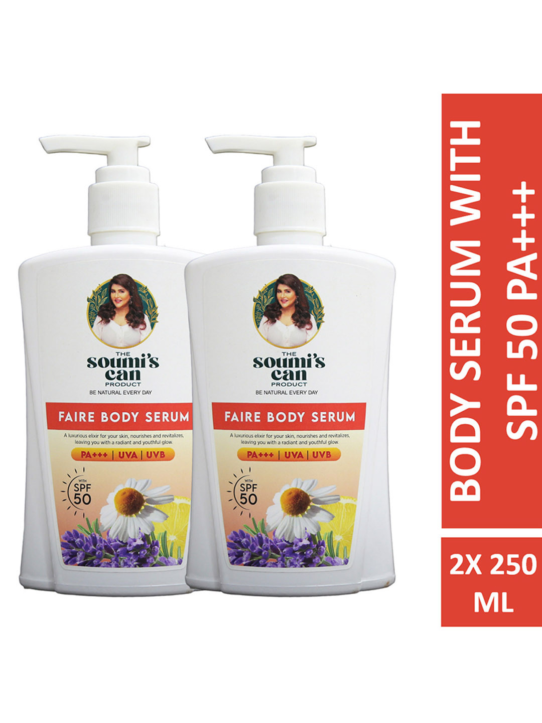 

THE SOUMI'S CAN PRODUCT Set Of 2 Faire Body Serum With SPF 50 - 250ml Each, White
