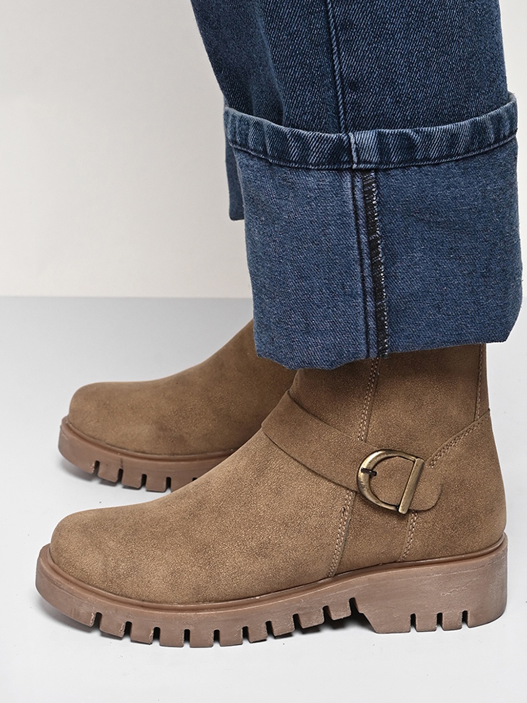 

The Roadster Lifestyle Co Women Block Heeled Regular Boots, Beige