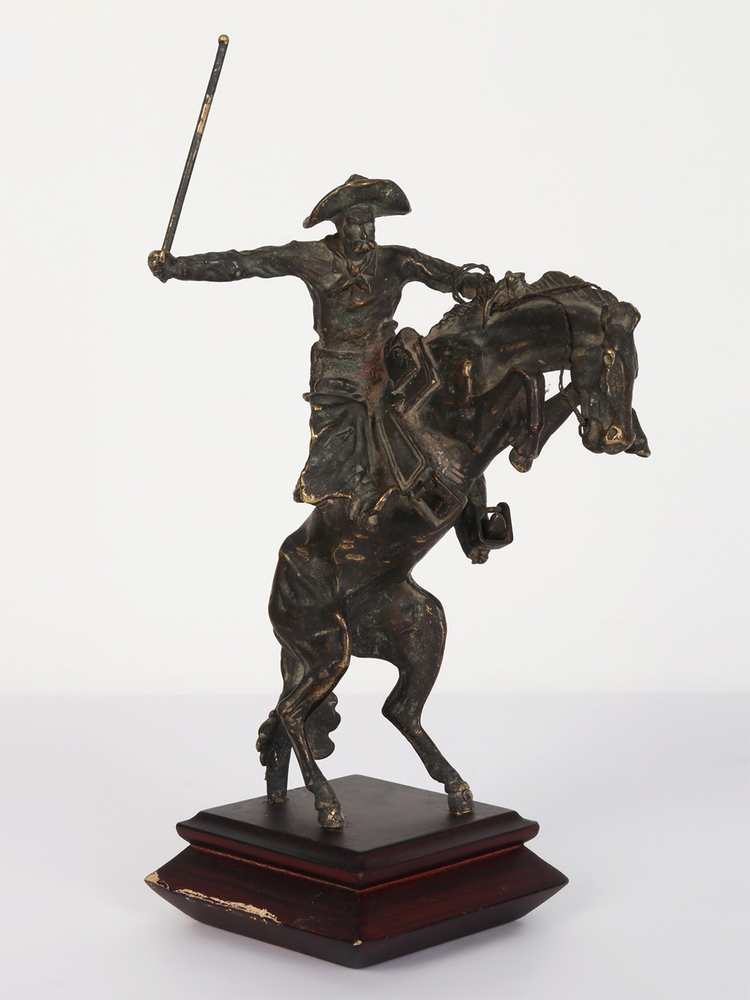 

Exotic India Brown The Bronco Buster Statue Idol Wooden Showpiece