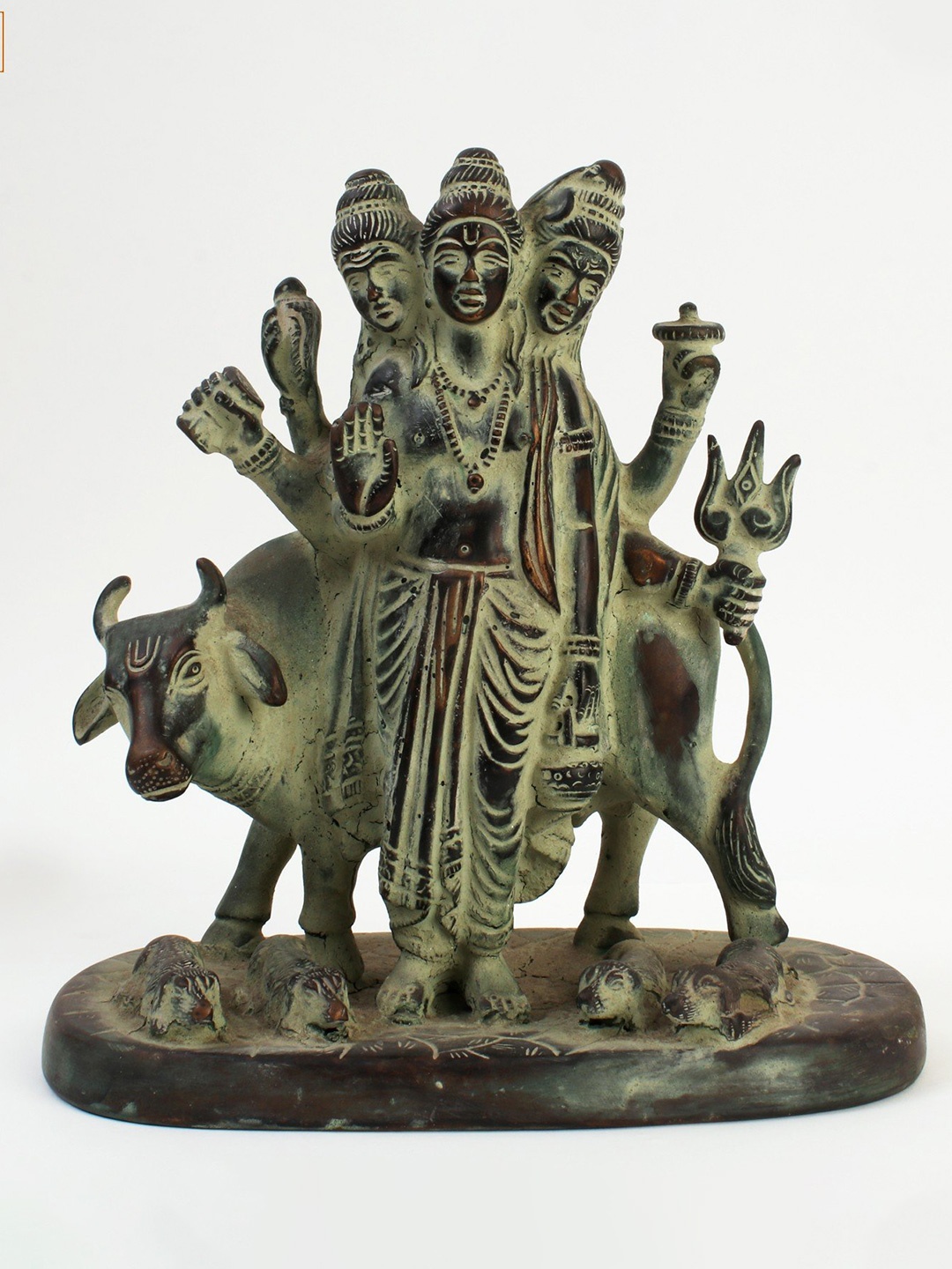 

Exotic India Green The Holy Saint Dattatreya Brass Idol Showpiece