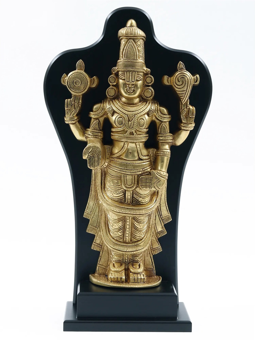 

Exotic India Gold-Toned Brass Tirupati Balaji Religious Idol Showpiece