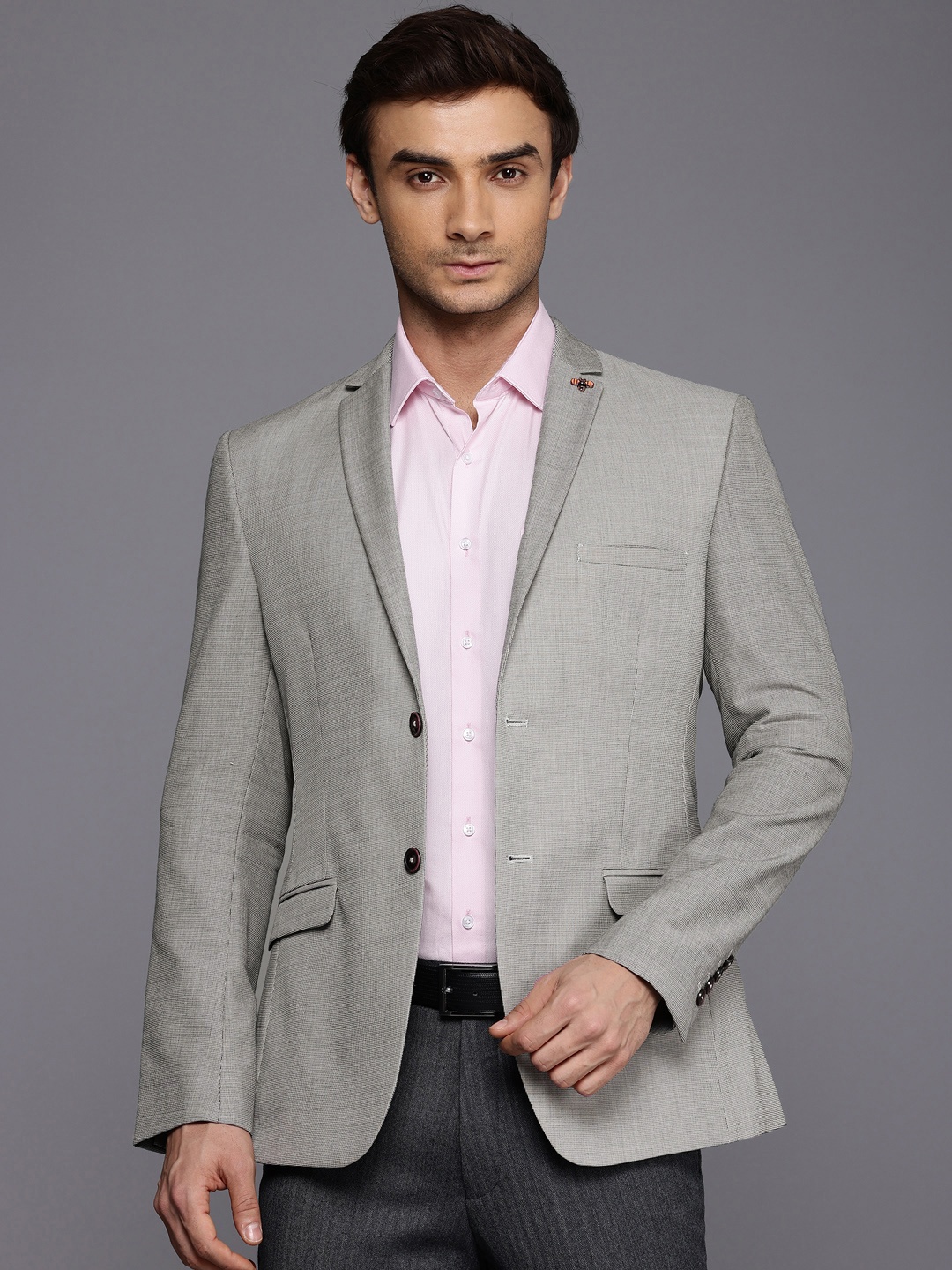 

Theme Men Solid Slim Fit Blazer, Grey