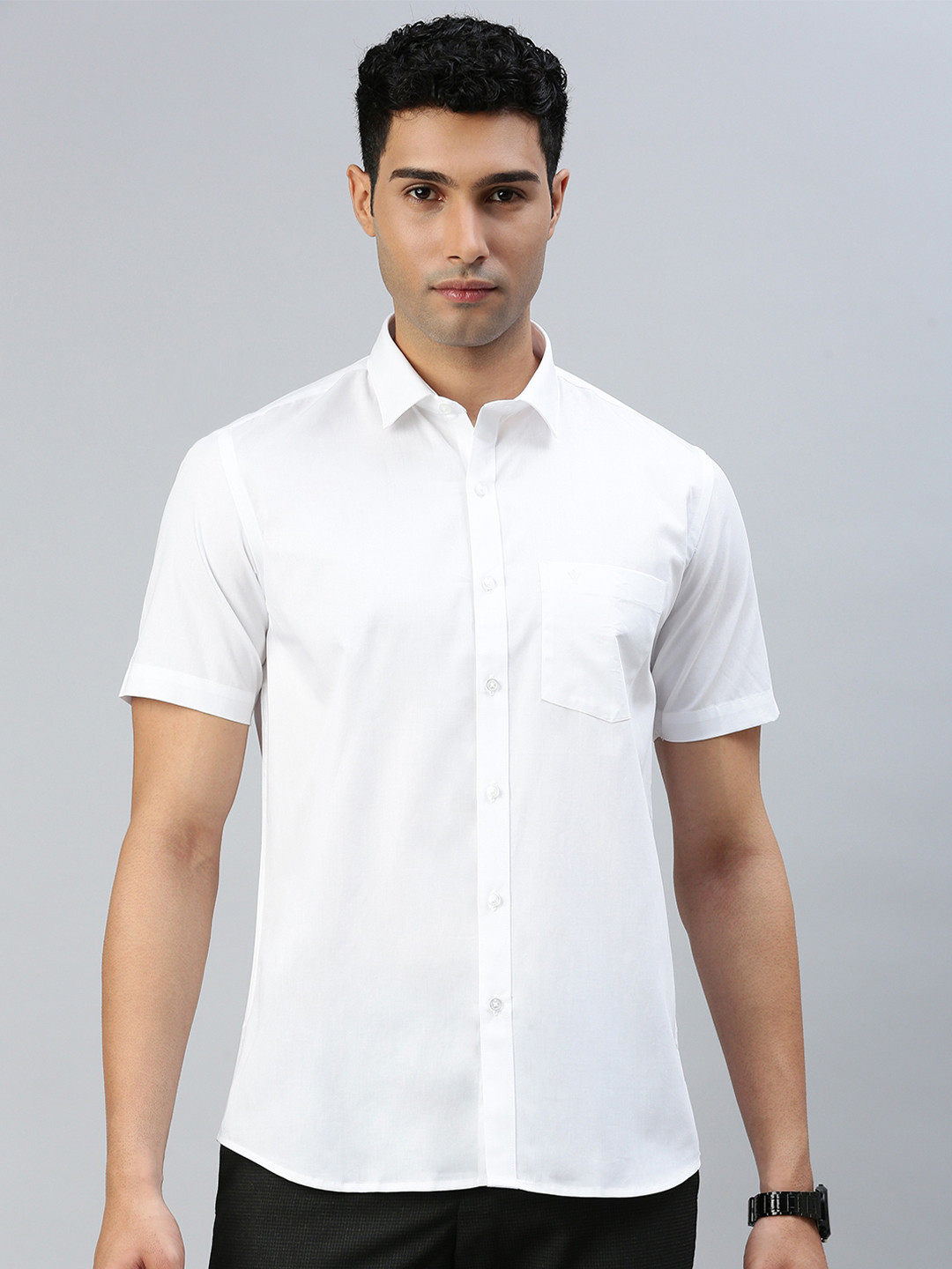 

Ramraj Men Spread Collar Solid Cotton Formal Shirt, White