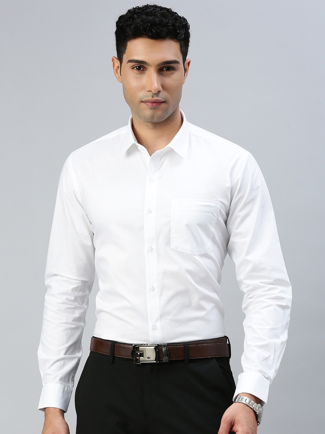 

Ramraj Men Spread Collar Solid Cotton Casual Shirt, White