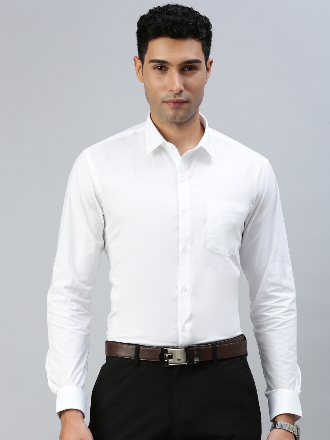 

Ramraj Men Spread Collar Solid Cotton Casual Shirt, White