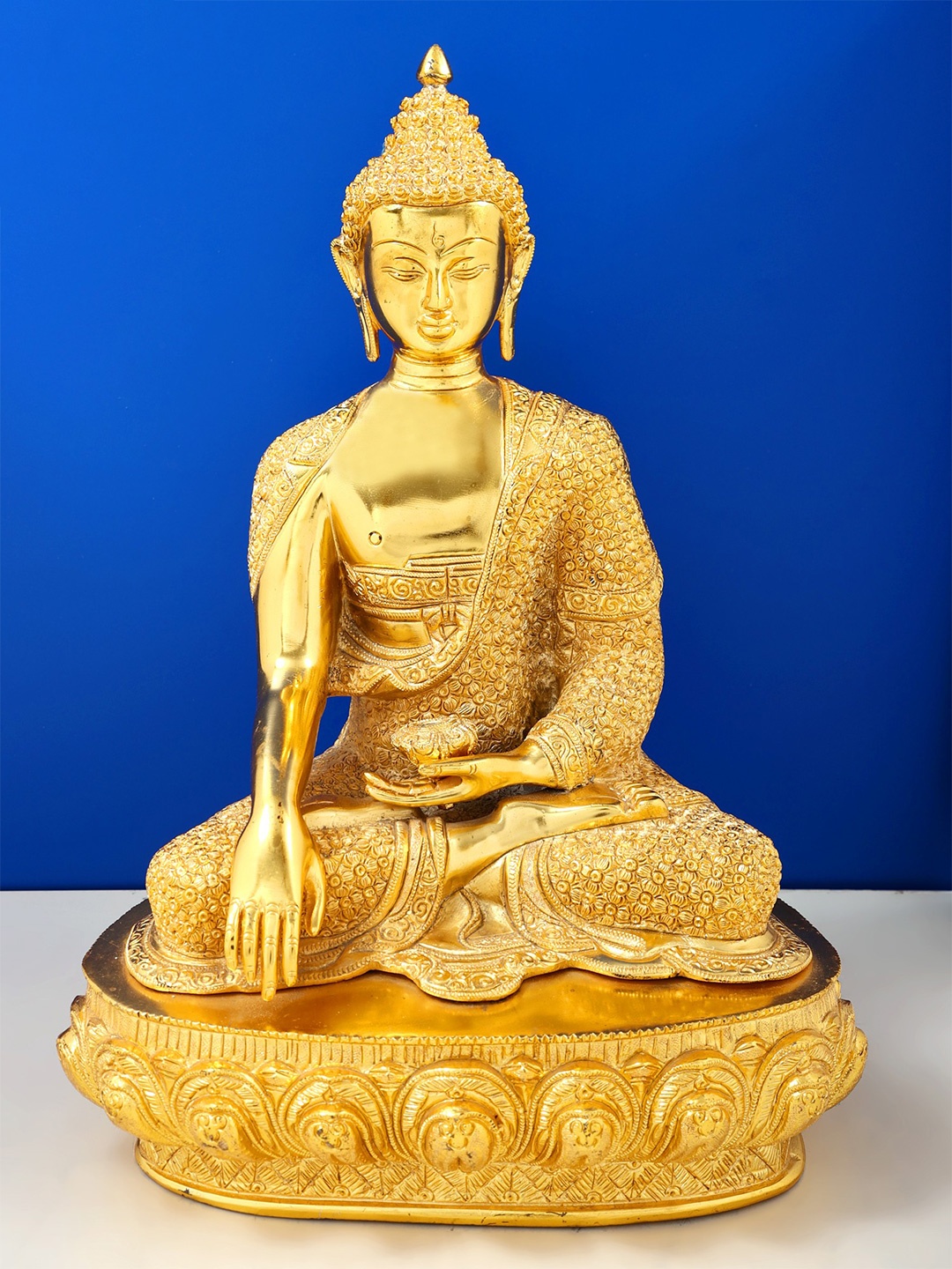

Exotic India Gold-Toned Lord Bhumisparsha Buddha Religious Idol Showpiece