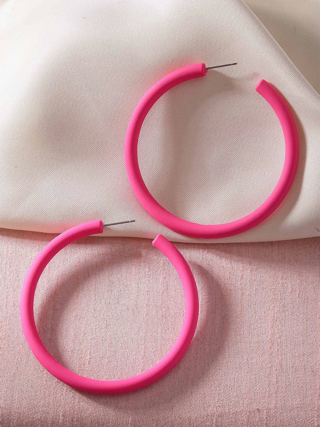 

Bohey by KARATCART Gold-Plated Contemporary Hoop Earrings, Pink