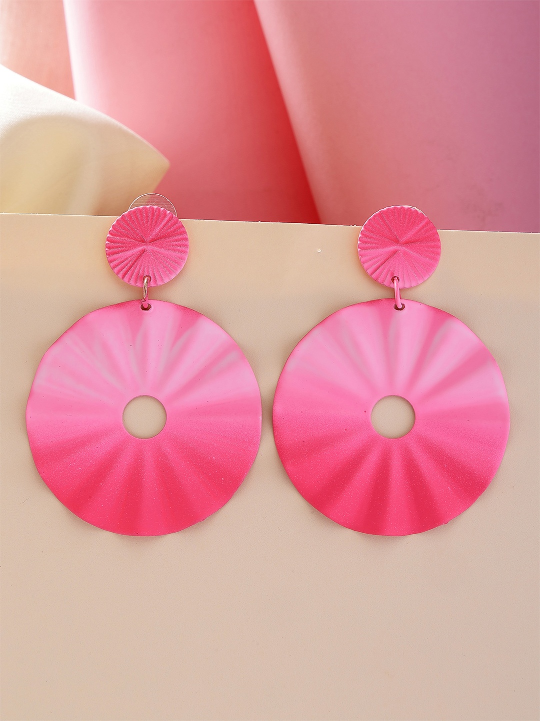 

Bohey by KARATCART Gold-Plated Contemporary Dangler Drop Earrings, Pink