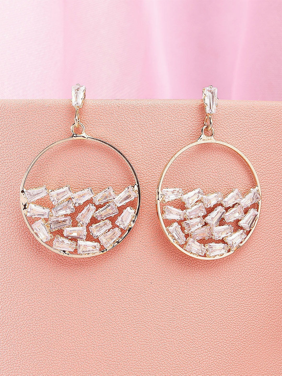 

Bohey by KARATCART Gold-Plated Cubic Zirconia Contemporary Drop Earrings