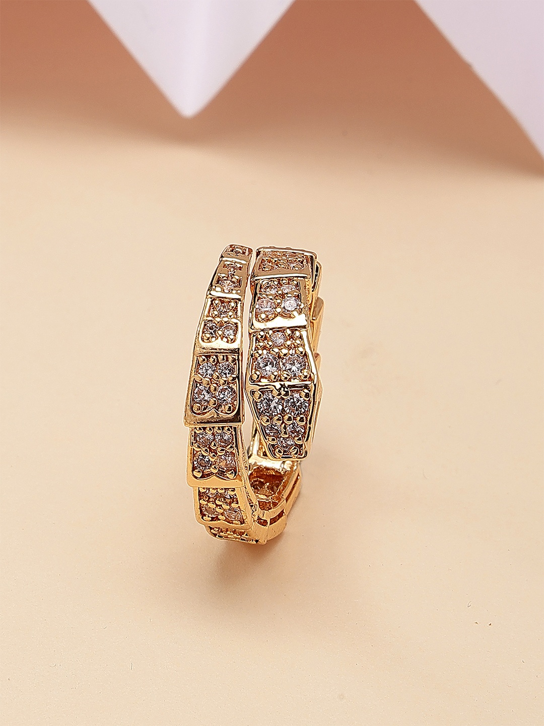 

Bohey by KARATCART Gold-Plated CZ Studded Snake Design Finger Ring