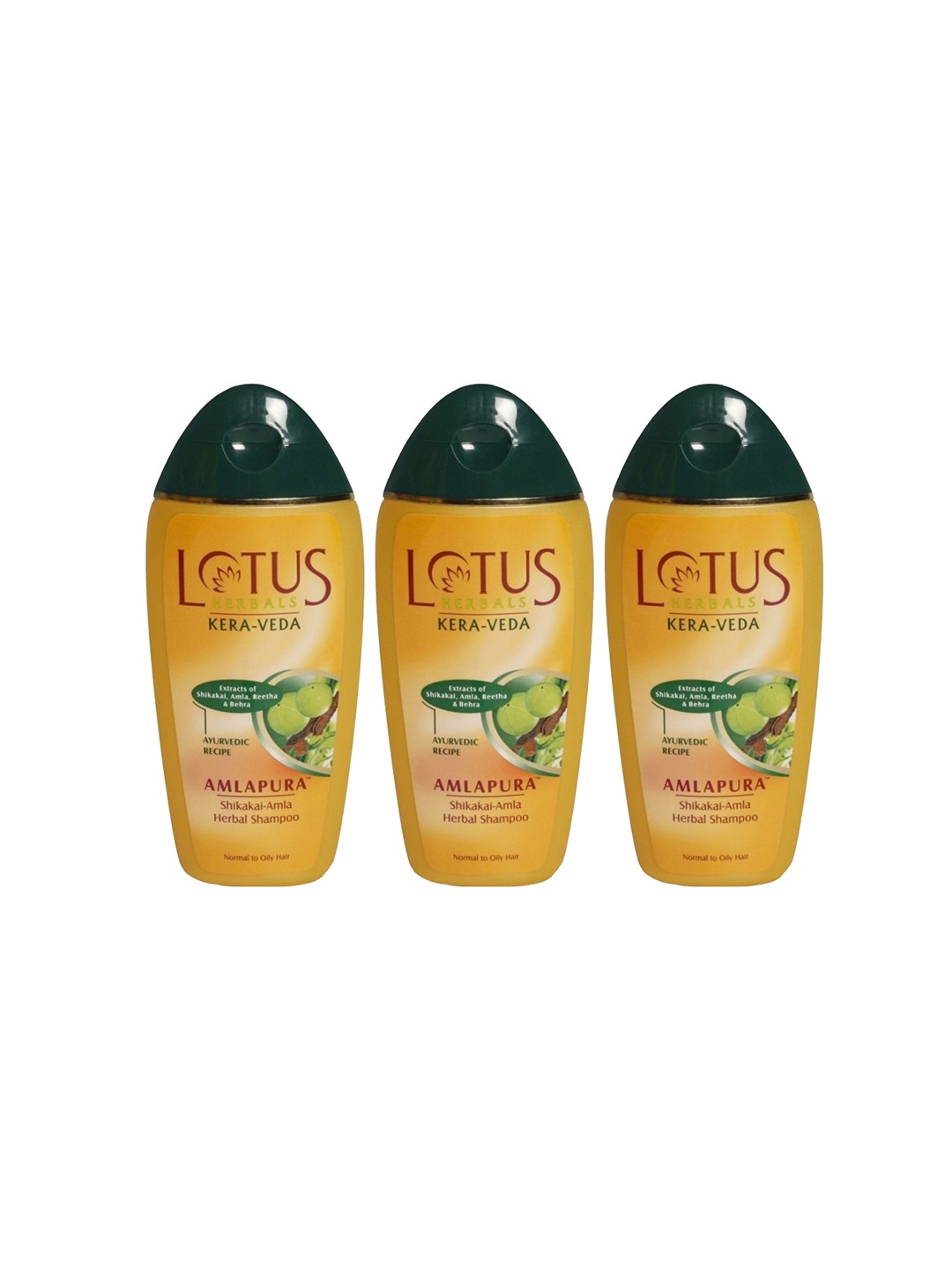 

Lotus Herbals Set Of 3 Kera-Veda Amlapura Shikakai-Amla Herbal Shampoo- 200ml Each, Yellow