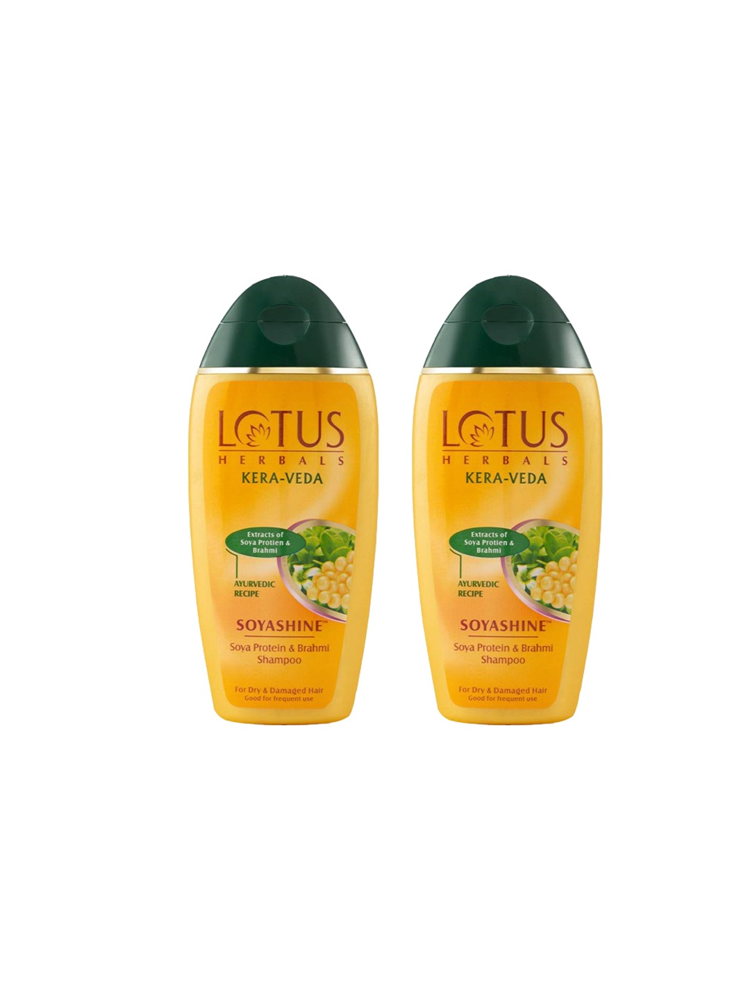 

Lotus Herbals Set Of 2 Kera Veda Soyashine Soya Protein & Brahmi Shampoo - 200ml Each, Yellow