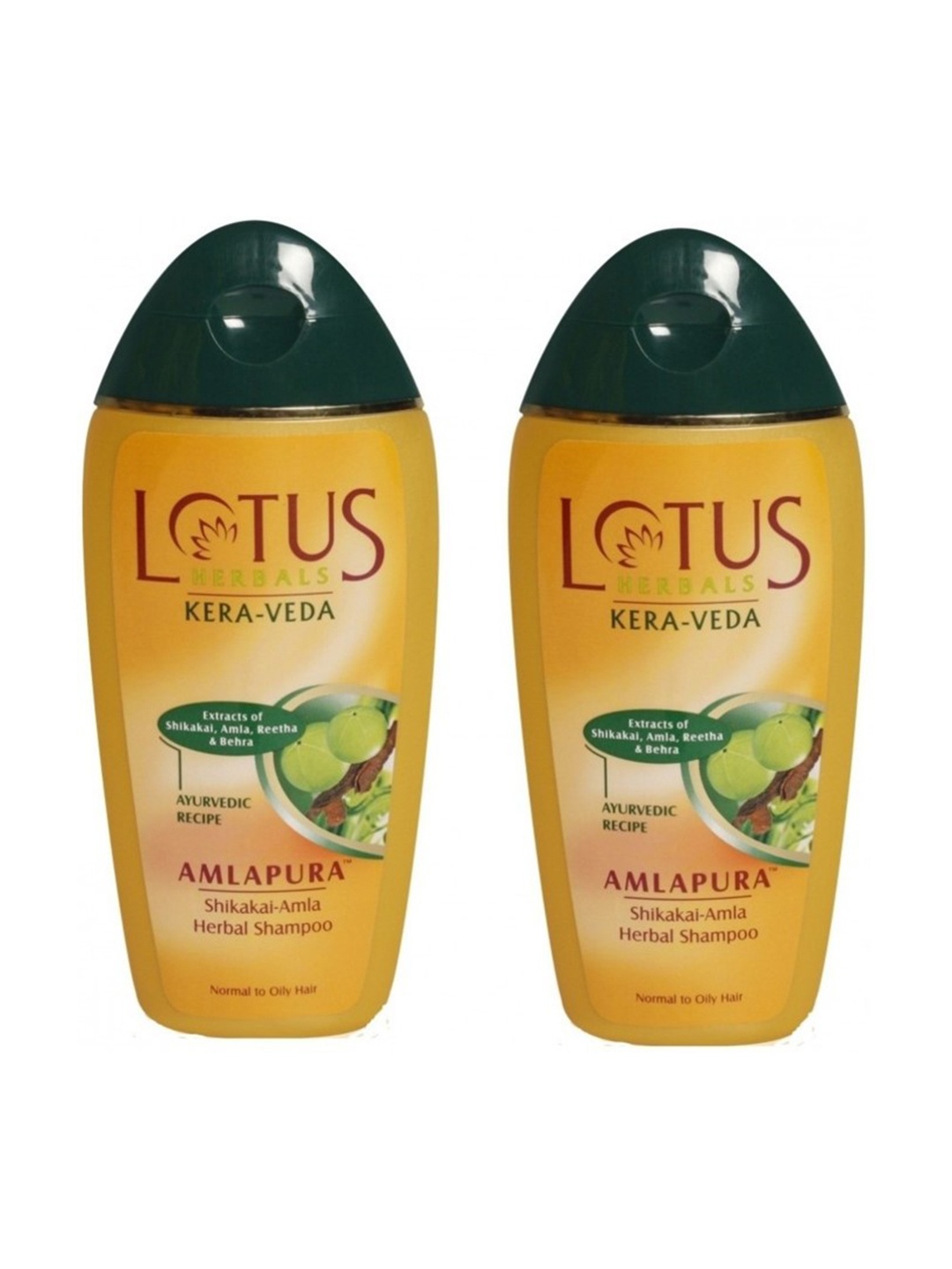 

Lotus Herbals Set Of 2 Kera-Veda Amlapura Shikakai-Amla Herbal Shampoo 200ml Each, Yellow