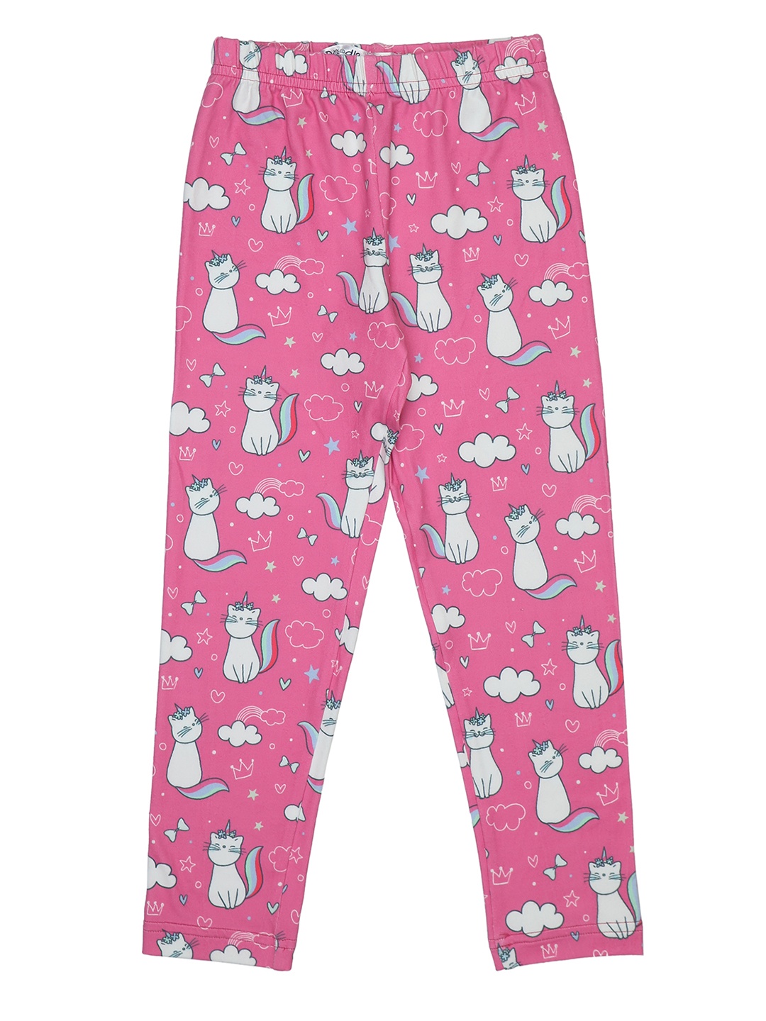 

Doodle Girls Cat Printed Ankle Length Leggings, Pink