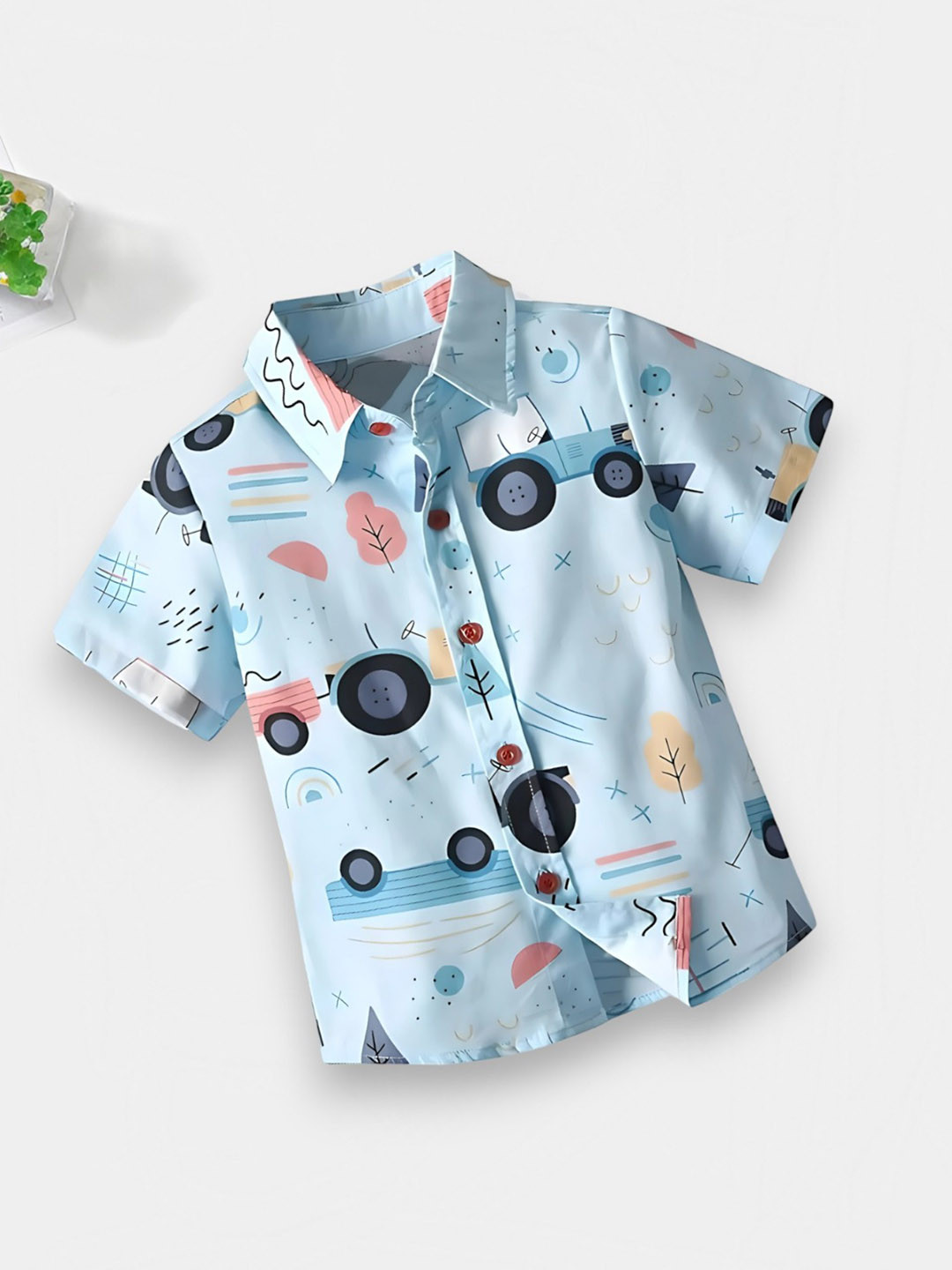 

BAESD Boys Classic Spread Collar Conversational Printed Polycotton Formal Shirt, Blue