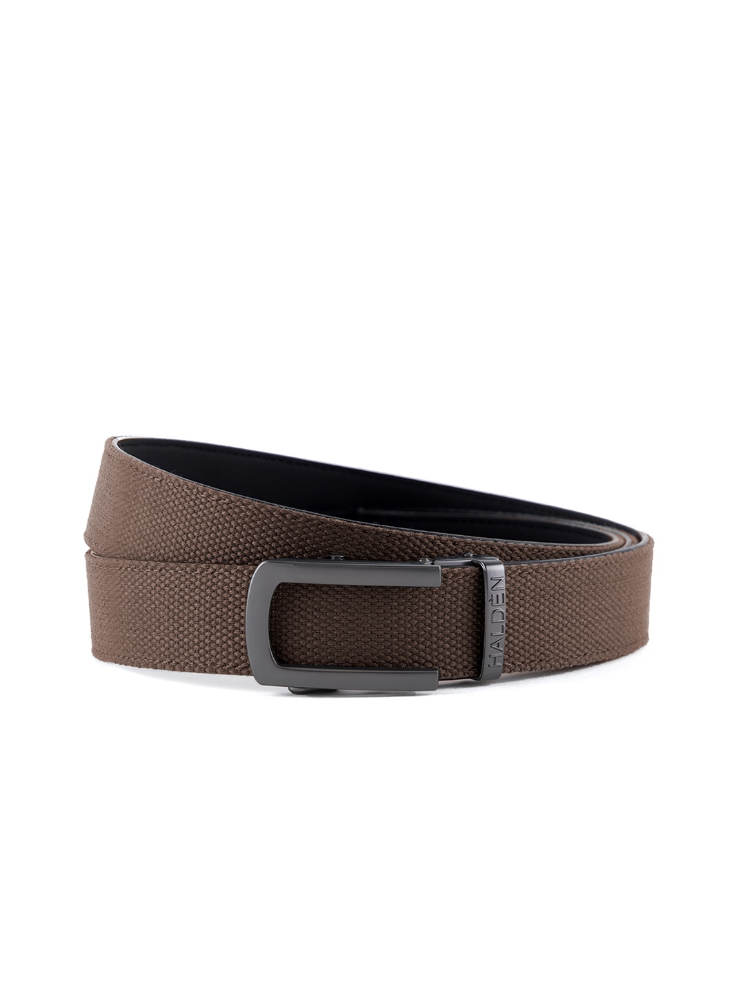 

HALDEN Men Slider Buckle Closure Textured Casual Belt, Brown