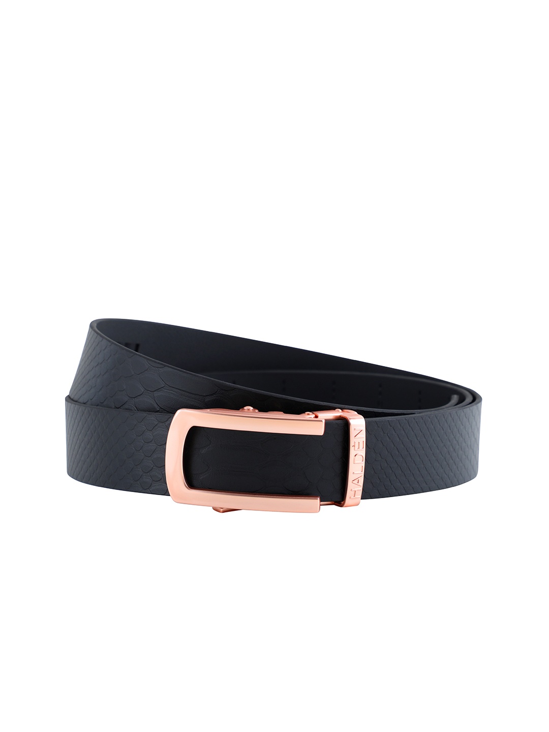 

HALDEN Men Slider Buckle Closure Textured Casual Belt, Black