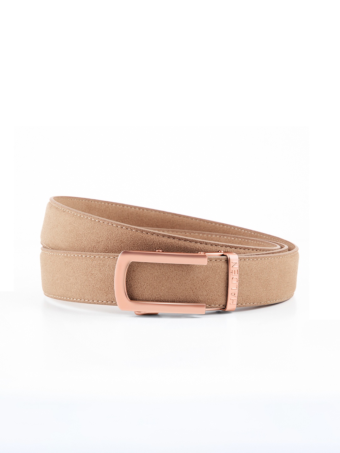 

HALDEN Men Slider Buckle Closure Textured Casual Belt, Cream