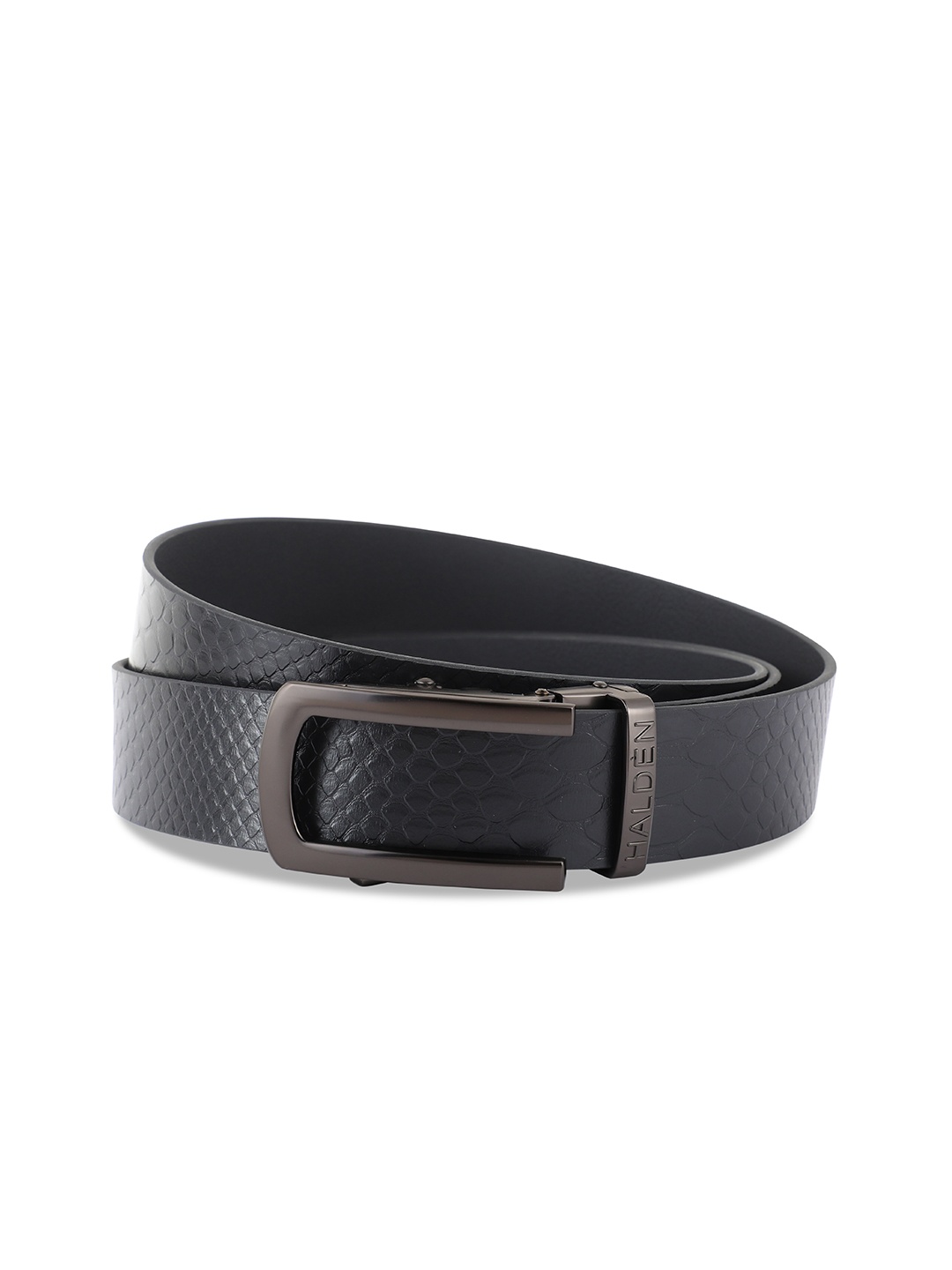 

HALDEN Men Slider Buckle Closure Textured Casual Belt, Black