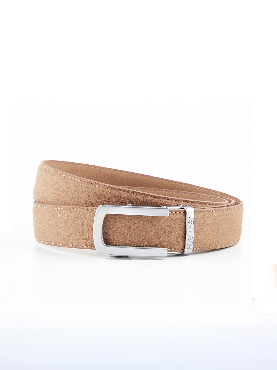 

HALDEN Men Slider Buckle Closure Textured Casual Belt, Cream