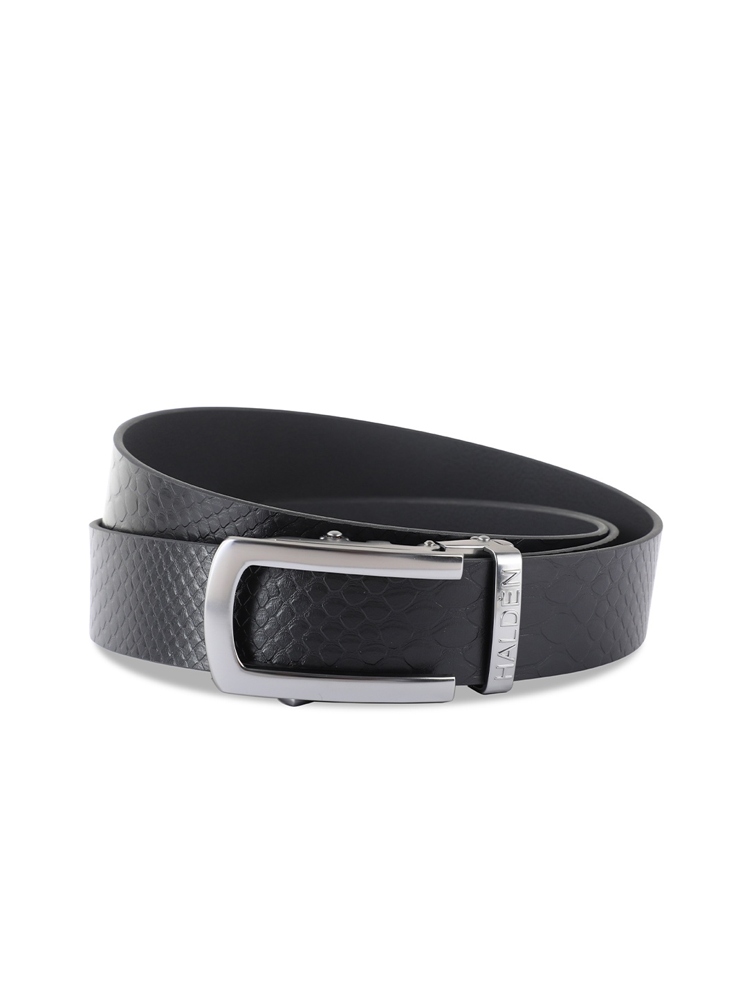 

HALDEN Men Slider Buckle Closure Textured Casual Belt, Black