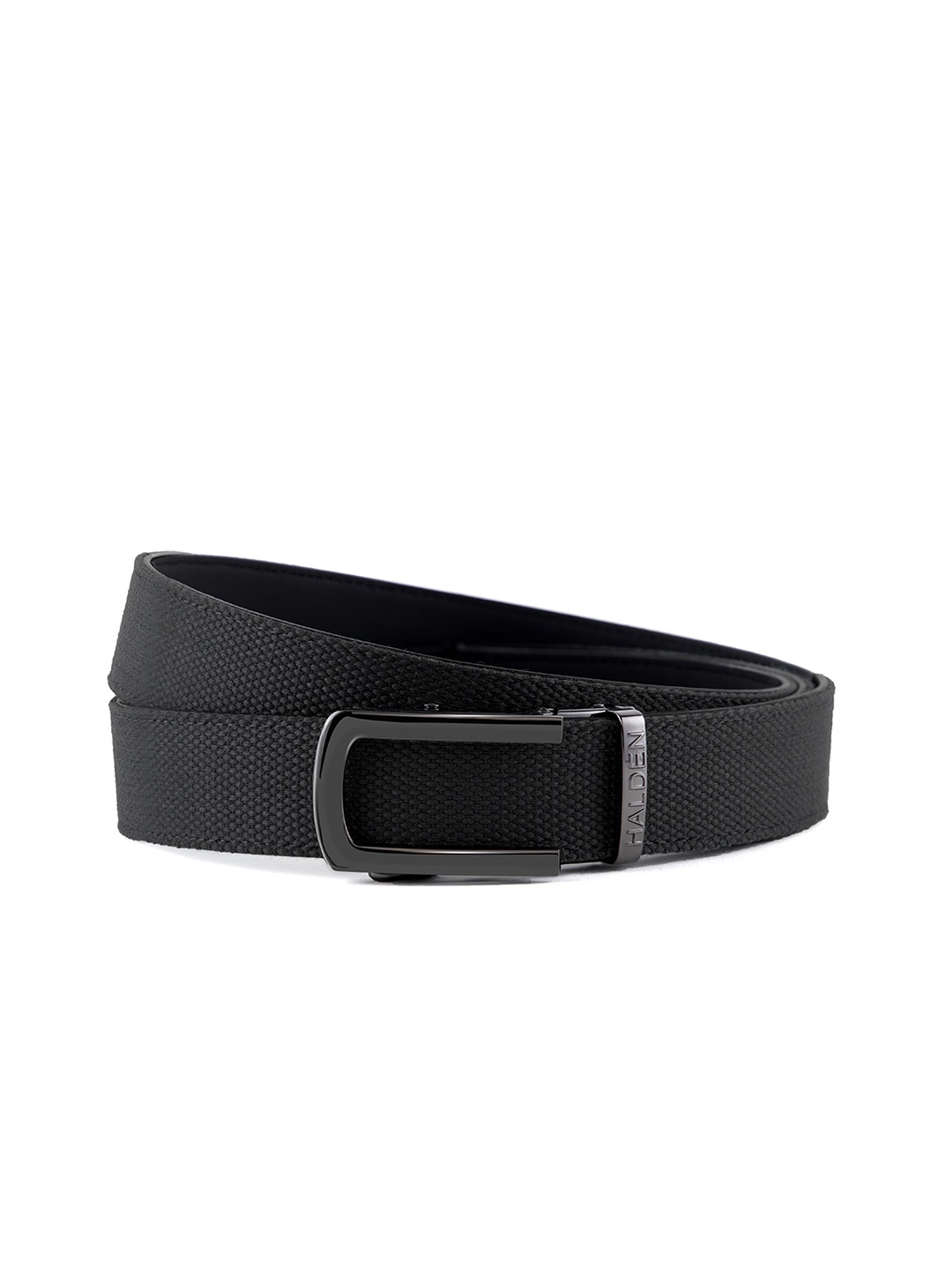 

HALDEN Men Slider Buckle Closure Textured Casual Belt, Black