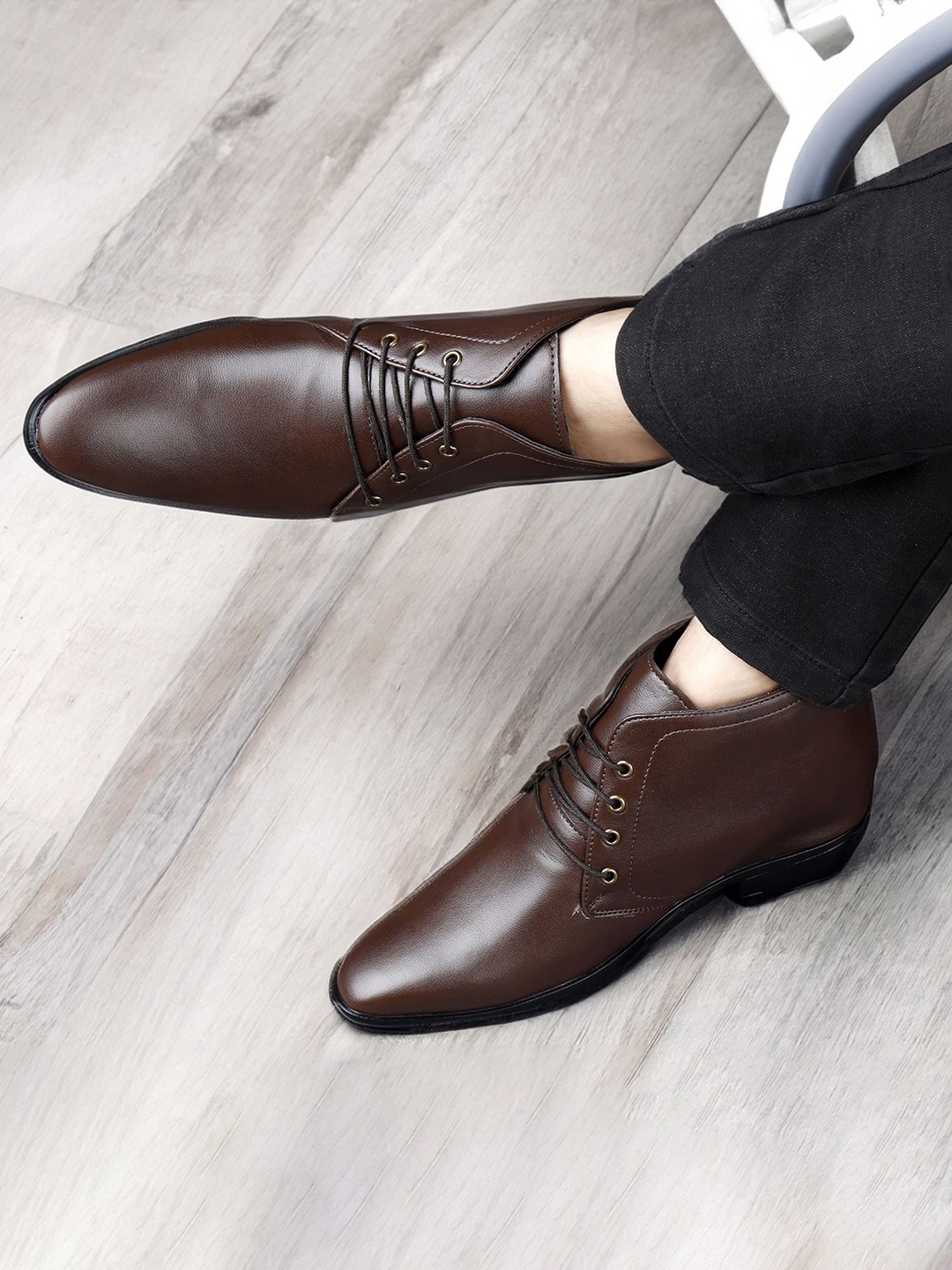 

Bxxy Men Hidden Elevator Formal Lace-up Regular Boots, Brown