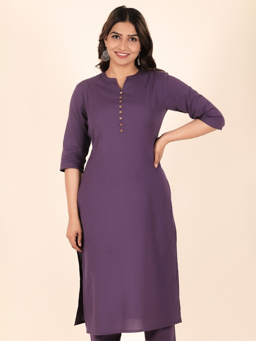 

Aramya Notch Neck A-Line Kurta, Purple