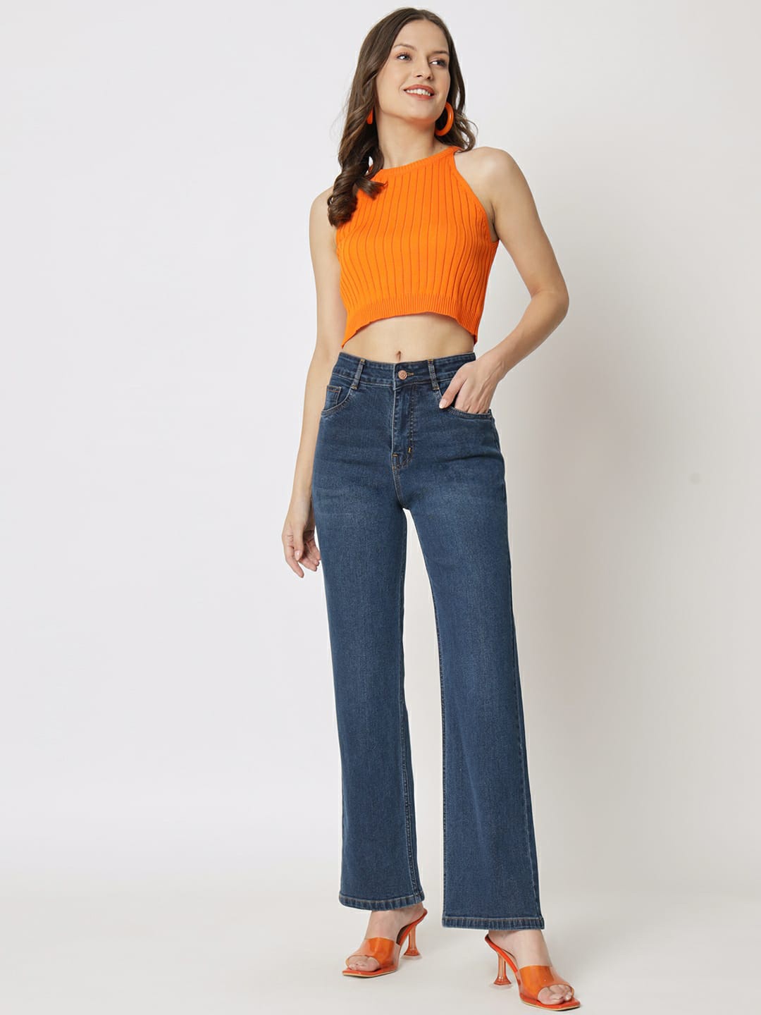

FASHIONFIBRE Women Skinny Fit High-Rise Light Fade Stretchable Jeans, Navy blue