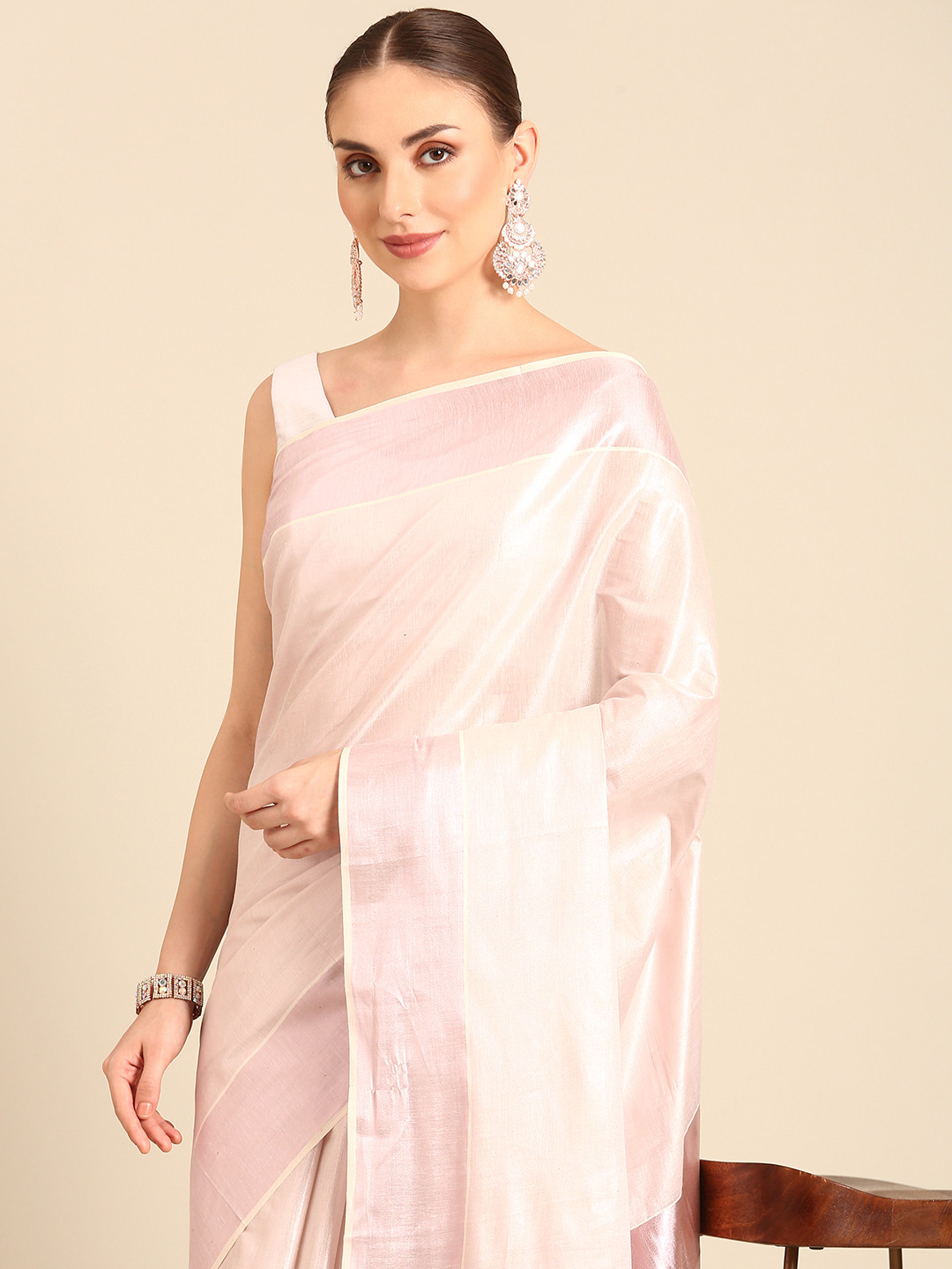 

Kalyan Silks Zari Kasavu Saree, Cream