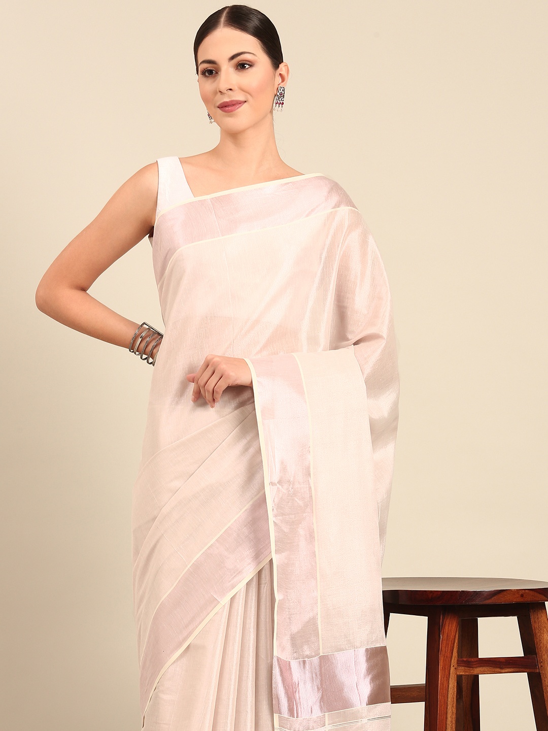 

Kalyan Silks Kasavu Festive Saree, Cream